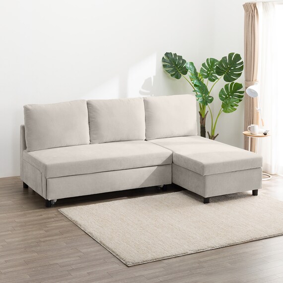 ベッドタイプカウチソファ　布張りタイプ(ノアーク3 左カウチ 撥水加工 MO) 1枚目画像