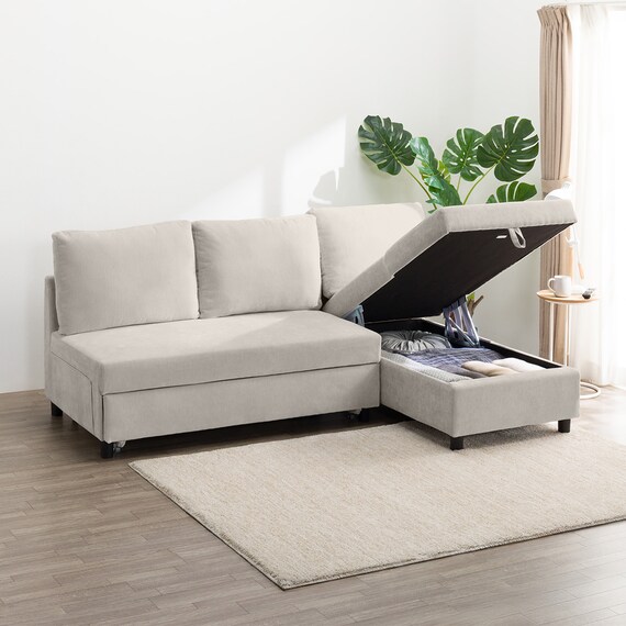 ベッドタイプカウチソファ 布張りタイプ(ノアーク3 左カウチ 撥水加工 MO) 8枚目画像