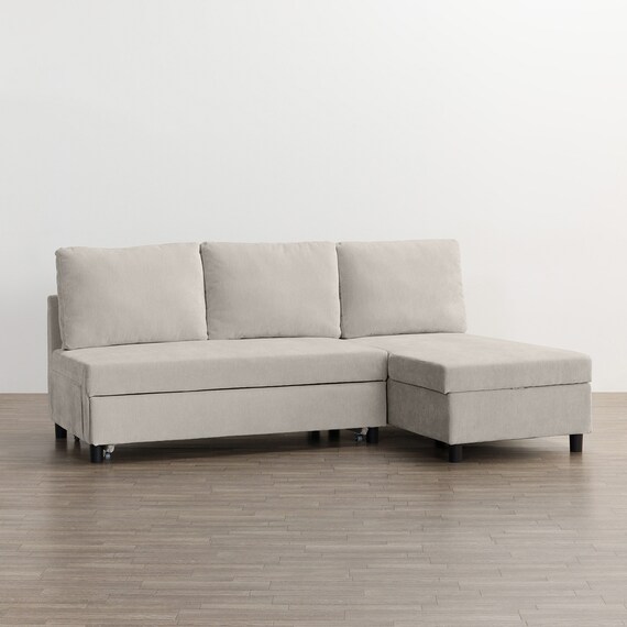 ベッドタイプカウチソファ　布張りタイプ(ノアーク3 左カウチ 撥水加工 MO) 10枚目画像