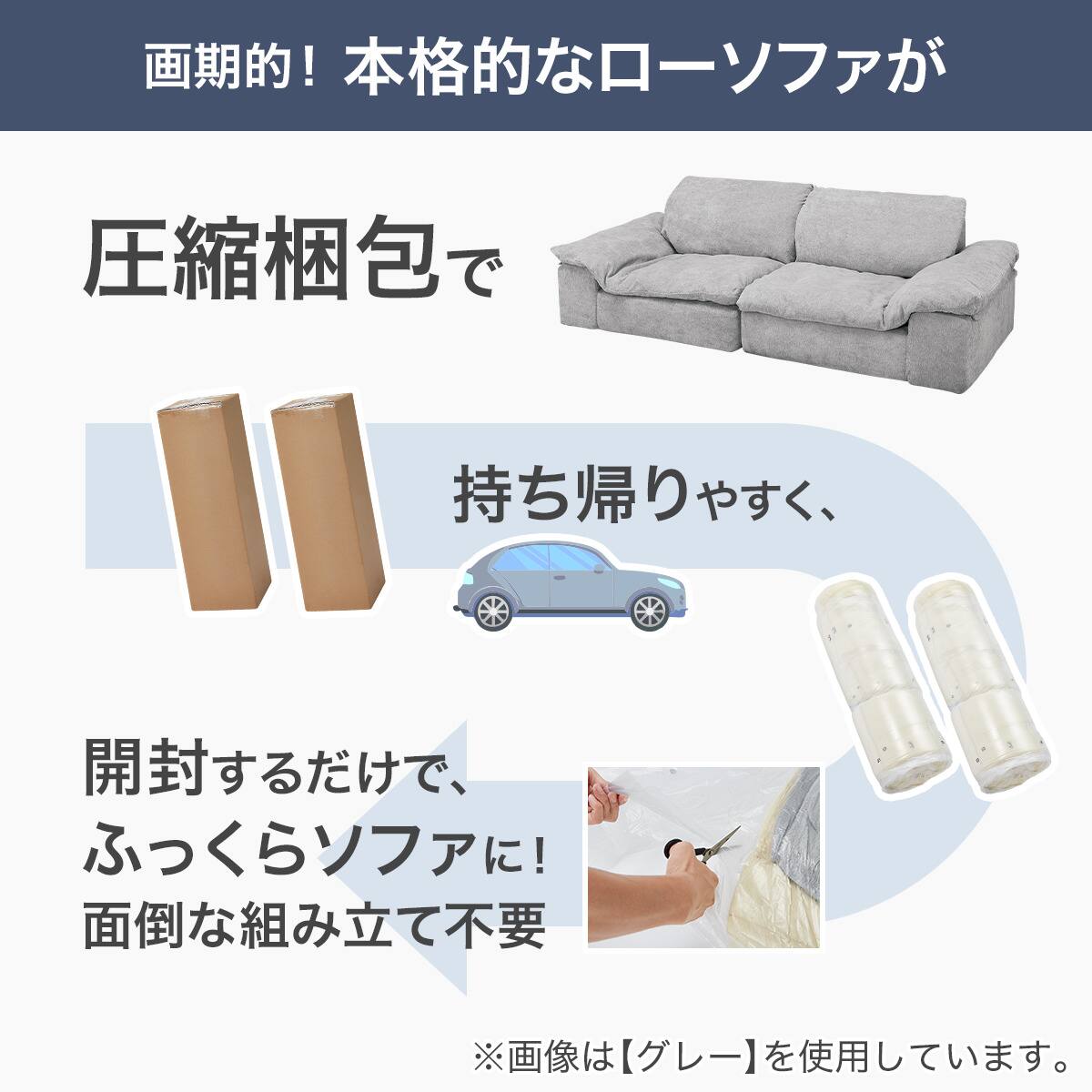 圧縮パッケージ 3人掛けソファ布張りタイプ(XL15 GY) | ニトリネット