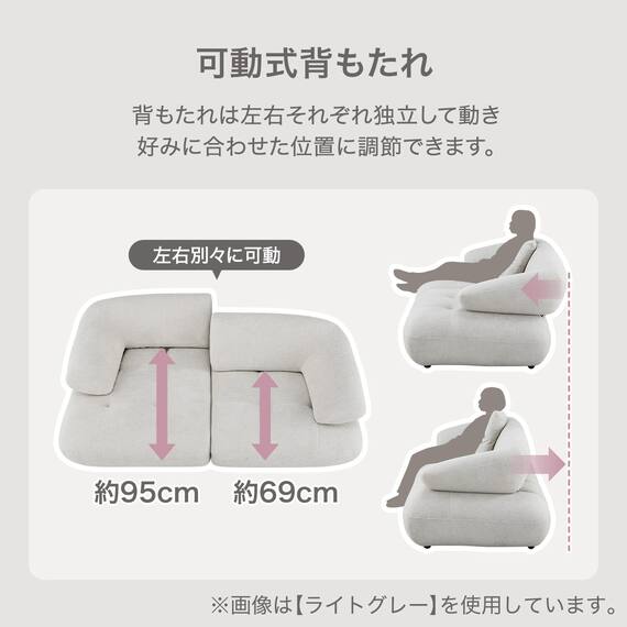 3人掛けソファ 布張りタイプ (FR08 DGY) 2枚目画像