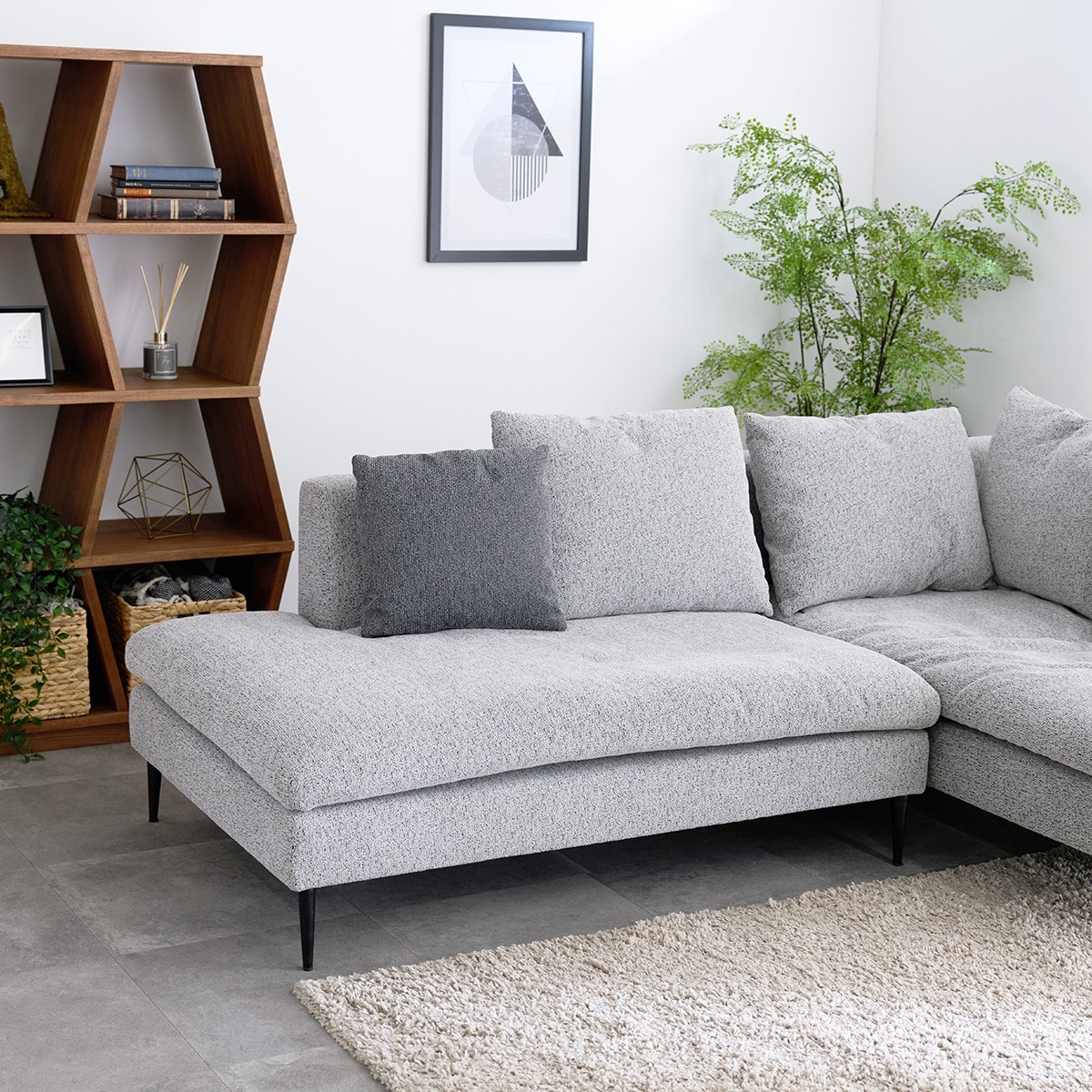 カウチソファ 布張りタイプ (FM 左カウチ ライトグレー) | ニトリ