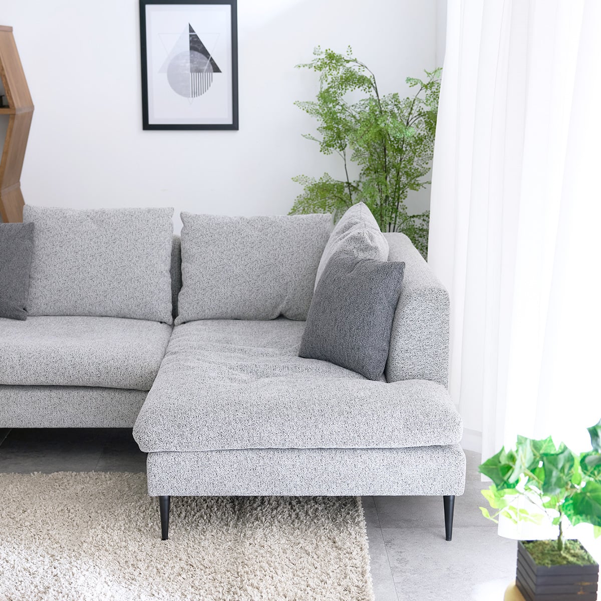 カウチソファ 布張りタイプ (FM 左カウチ ライトグレー) | ニトリ