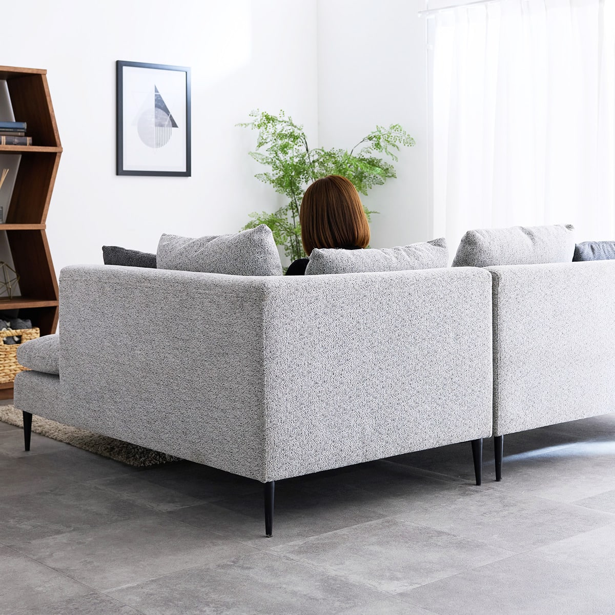 カウチソファ 布張りタイプ (FM 左カウチ ライトグレー) | ニトリ