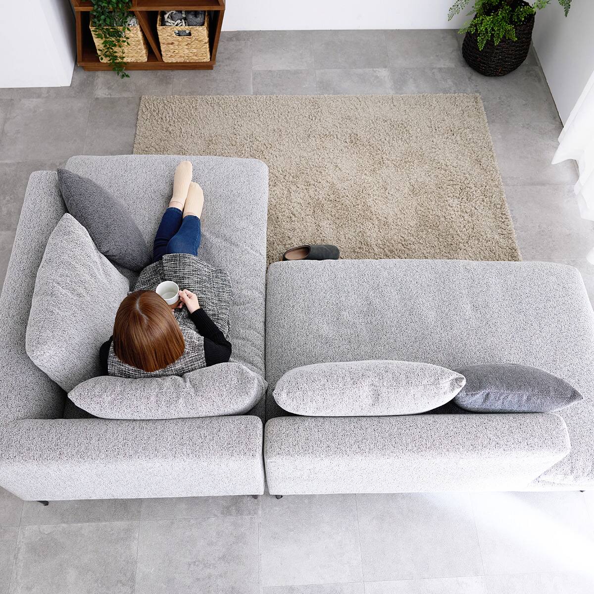 カウチソファ 布張りタイプ (FM 左カウチ ライトグレー) | ニトリ