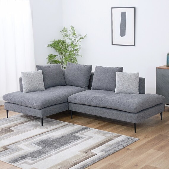 カウチソファ 布張りタイプ (FM 右カウチ ダークグレー) 1枚目画像