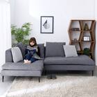 カウチソファ 布張りタイプ (FM 右カウチ ダークグレー) 3枚目画像