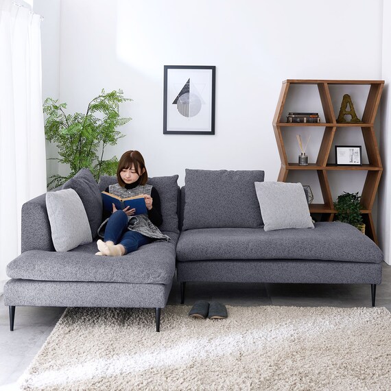 カウチソファ 布張りタイプ (FM 右カウチ ダークグレー) 3枚目画像