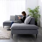 カウチソファ 布張りタイプ (FM 右カウチ ダークグレー) 5枚目画像