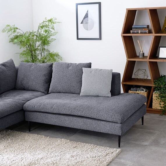 カウチソファ 布張りタイプ (FM 右カウチ ダークグレー) 6枚目画像