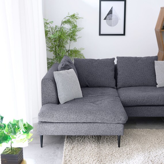 カウチソファ 布張りタイプ (FM 右カウチ ダークグレー) 8枚目画像