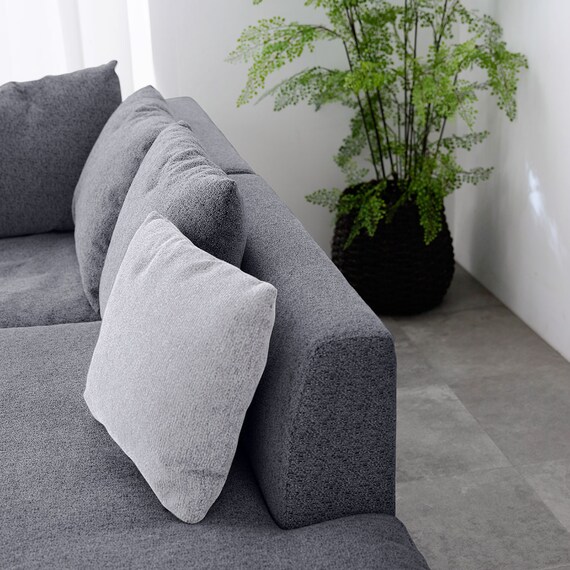 カウチソファ 布張りタイプ (FM 右カウチ ダークグレー) 10枚目画像