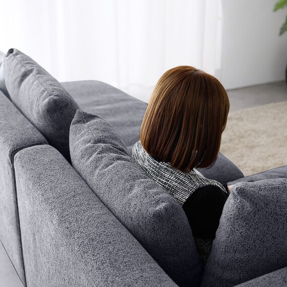 カウチソファ 布張りタイプ (FM 右カウチ ダークグレー) 13枚目画像