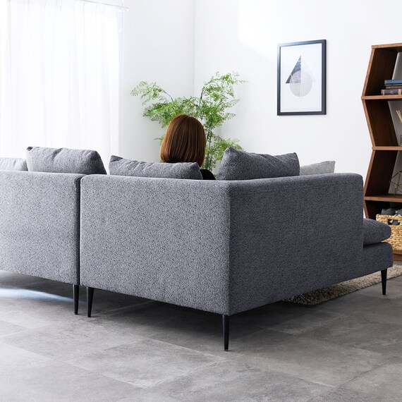 カウチソファ 布張りタイプ (FM 右カウチ ダークグレー) 14枚目画像