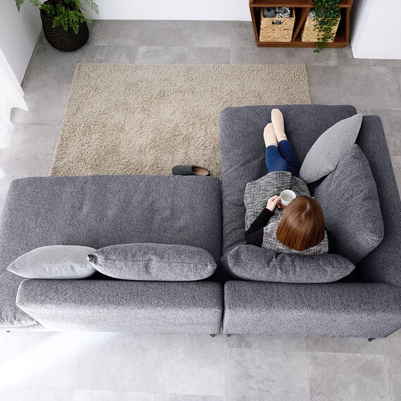 カウチソファ 布張りタイプ (FM 右カウチ ダークグレー) 17枚目画像