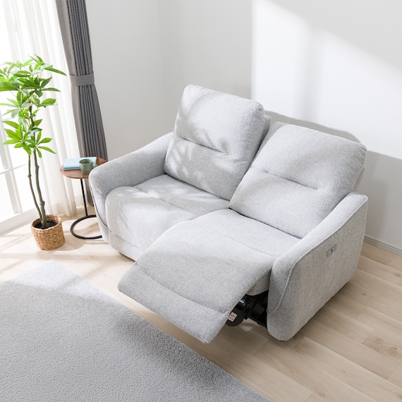 2人掛け電動リクライニングソファ 布張りタイプ (HE02 LGY) 8枚目画像