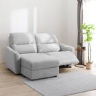 3人掛け片側電動リクライニングカウチソファ 布張りタイプ (HE02 右カウチ LGY) 1枚目画像