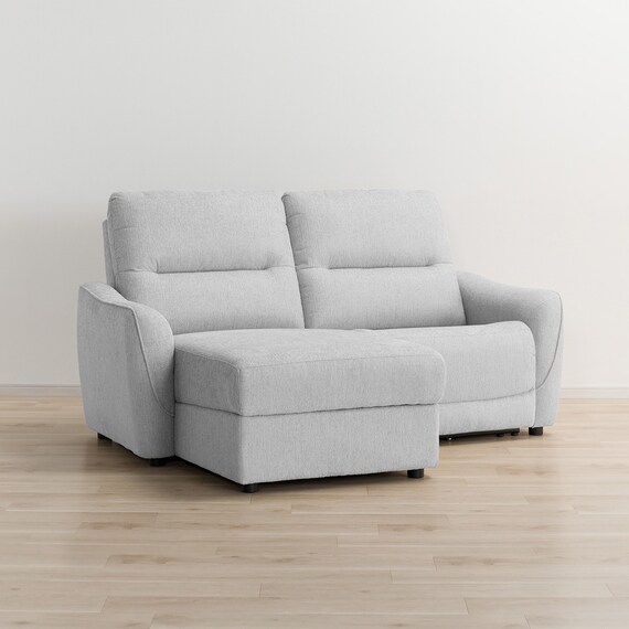 3人掛け片側電動リクライニングカウチソファ 布張りタイプ (HE02 右カウチ LGY) 11枚目画像