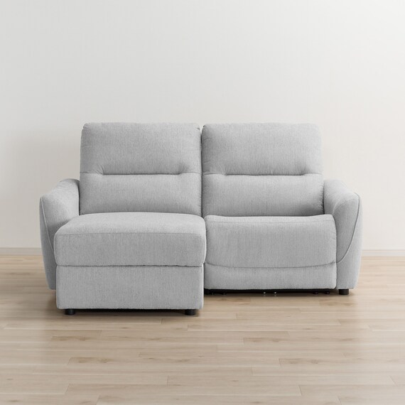 3人掛け片側電動リクライニングカウチソファ 布張りタイプ (HE02 右カウチ LGY) 12枚目画像