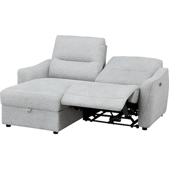 3人掛け片側電動リクライニングカウチソファ 布張りタイプ (HE02 右カウチ LGY) 13枚目画像