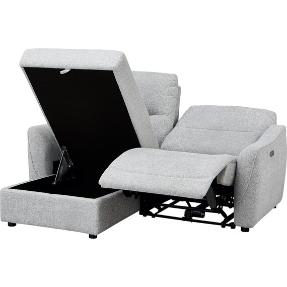 3人掛け片側電動リクライニングカウチソファ 布張りタイプ (HE02 右カウチ LGY) 14枚目画像