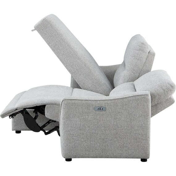 3人掛け片側電動リクライニングカウチソファ 布張りタイプ (HE02 右カウチ LGY) 17枚目画像