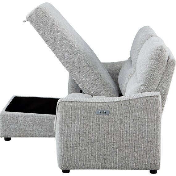 3人掛け片側電動リクライニングカウチソファ 布張りタイプ (HE02 右カウチ LGY) 18枚目画像