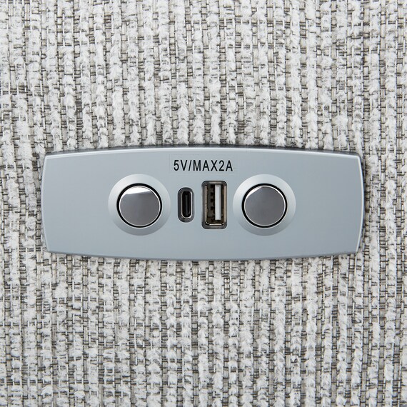 3人掛け片側電動リクライニングカウチソファ 布張りタイプ (HE02 右カウチ LGY) 24枚目画像