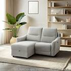 2人掛け片側電動リクライニングカウチソファ 布張りタイプ (HE02 右カウチ LGY) 1枚目画像