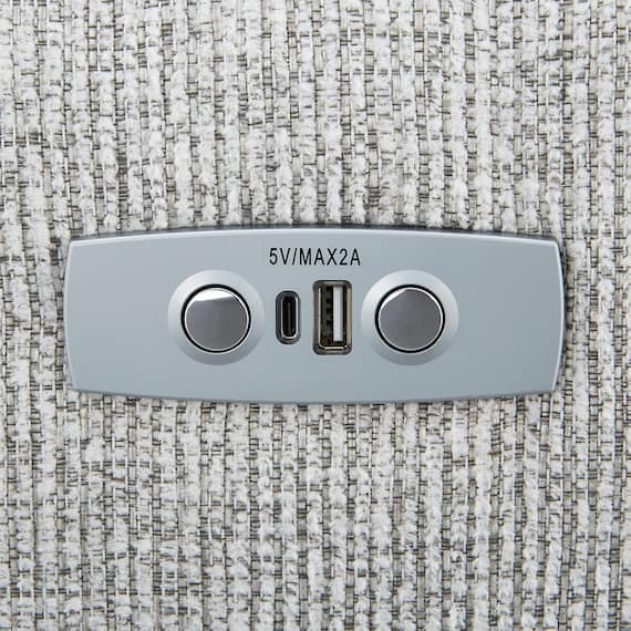 2人掛け片側電動リクライニングカウチソファ 布張りタイプ (HE02 右カウチ LGY) 24枚目画像