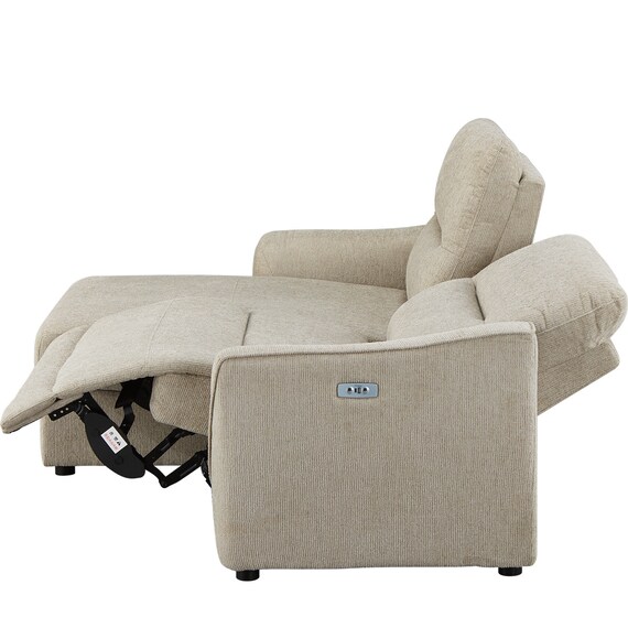 3人掛け片側電動リクライニングカウチソファ 布張りタイプ (HE02 右カウチ MO) 16枚目画像