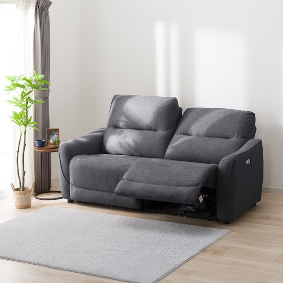 3人掛け電動リクライニングソファ 布張りタイプ (HE02 DGY) 1枚目画像