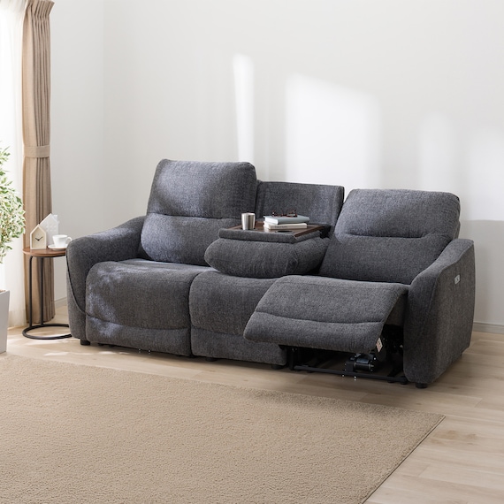 2人掛け電動リクライニングソファ+アームレスセット 布張りタイプ(HE02 DGY) 1枚目画像