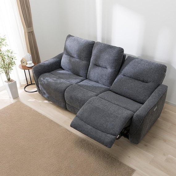 2人掛け電動リクライニングソファ+アームレスセット 布張りタイプ(HE02 DGY) 3枚目画像