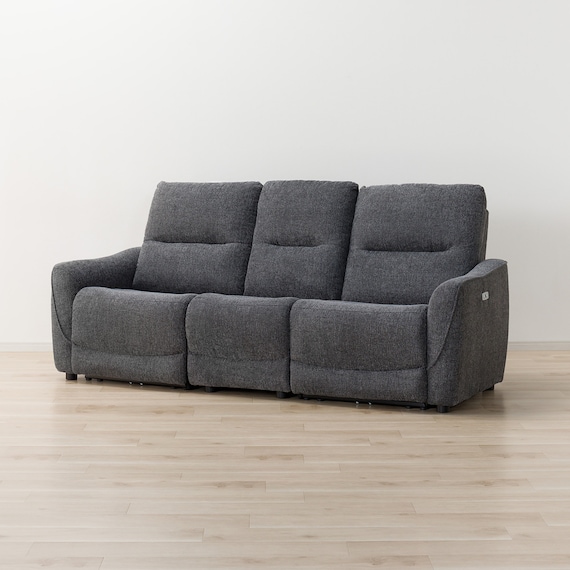 2人掛け電動リクライニングソファ+アームレスセット 布張りタイプ(HE02 DGY) 4枚目画像