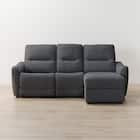 2人掛け片側電動リクライニングカウチソファ+アームレスセット 布張りタイプ(HE02 左カウチ DGY) 12枚目画像