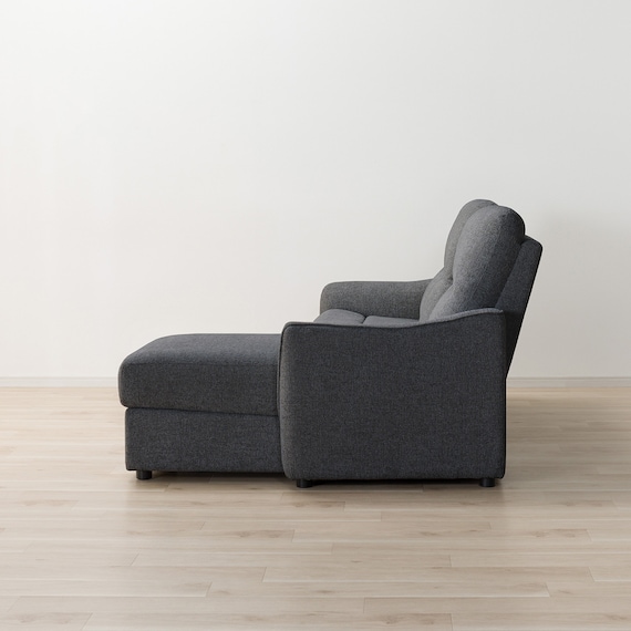 2人掛け片側電動リクライニングカウチソファ+アームレスセット 布張りタイプ(HE02 左カウチ DGY) 13枚目画像