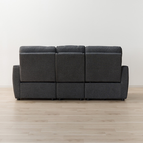 2人掛け片側電動リクライニングカウチソファ+アームレスセット 布張りタイプ(HE02 左カウチ DGY) 14枚目画像