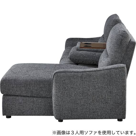 2人掛け片側電動リクライニングカウチソファ＋アームレスセット 布張りタイプ(HE02 左カウチ DGY) 10枚目画像