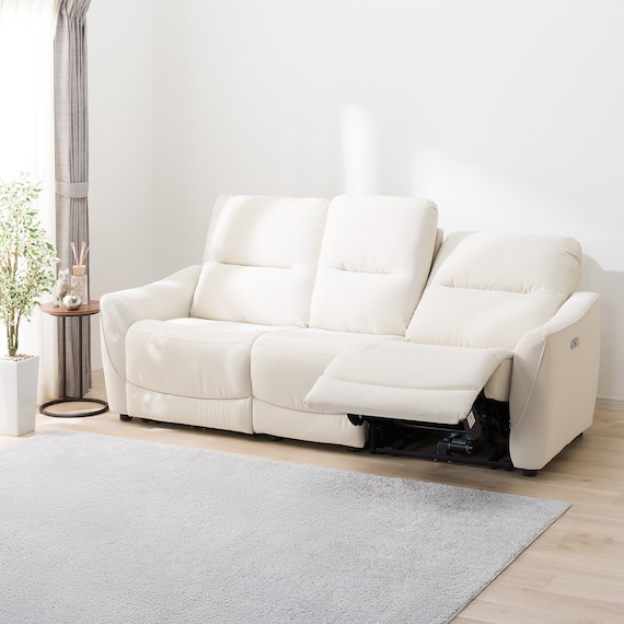 傷・汚れに強い合成皮革 2人掛け電動リクライニングソファ+アームレスセット(HE02 NS IV) 3枚目画像