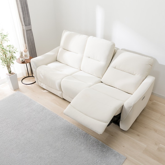 傷・汚れに強い合成皮革 2人掛け電動リクライニングソファ+アームレスセット(HE02 NS IV) 4枚目画像