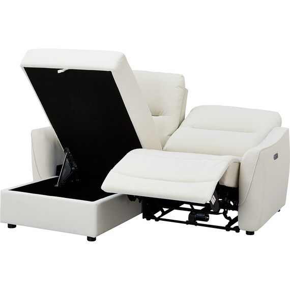 傷・汚れに強い 3人掛け片側電動リクライニングカウチソファ 合皮タイプ (HE02 Nシールド 右カウチ IV) 15枚目画像