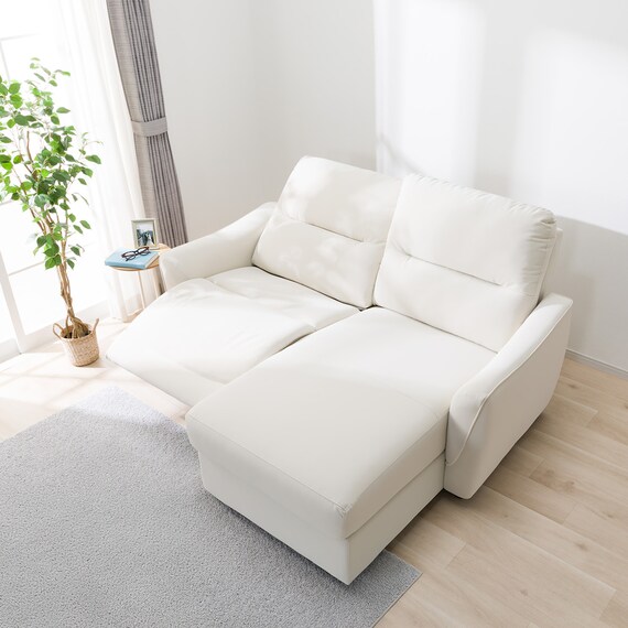 傷・汚れに強い 3人掛け片側電動リクライニングカウチソファ 合皮タイプ (HE02 Nシールド 左カウチ IV) 10枚目画像