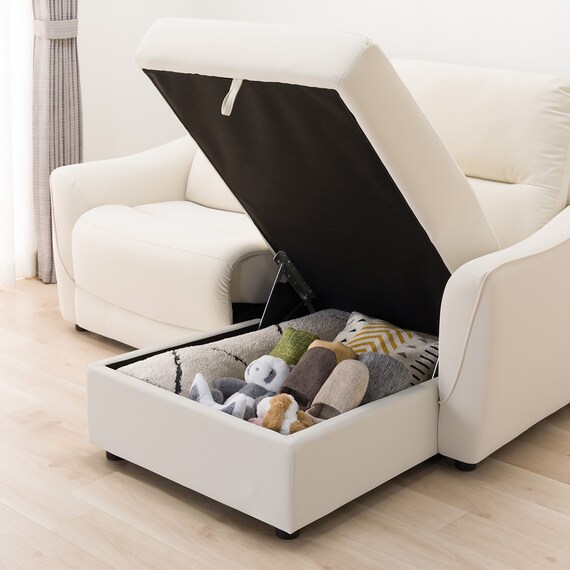 傷・汚れに強い 3人掛け片側電動リクライニングカウチソファ 合皮タイプ (HE02 Nシールド 左カウチ IV) 11枚目画像