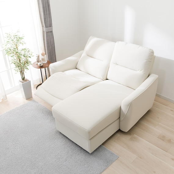 傷・汚れに強い 2人掛け片側電動リクライニングカウチソファ 合皮タイプ (HE02 Nシールド 左カウチ IV) 10枚目画像