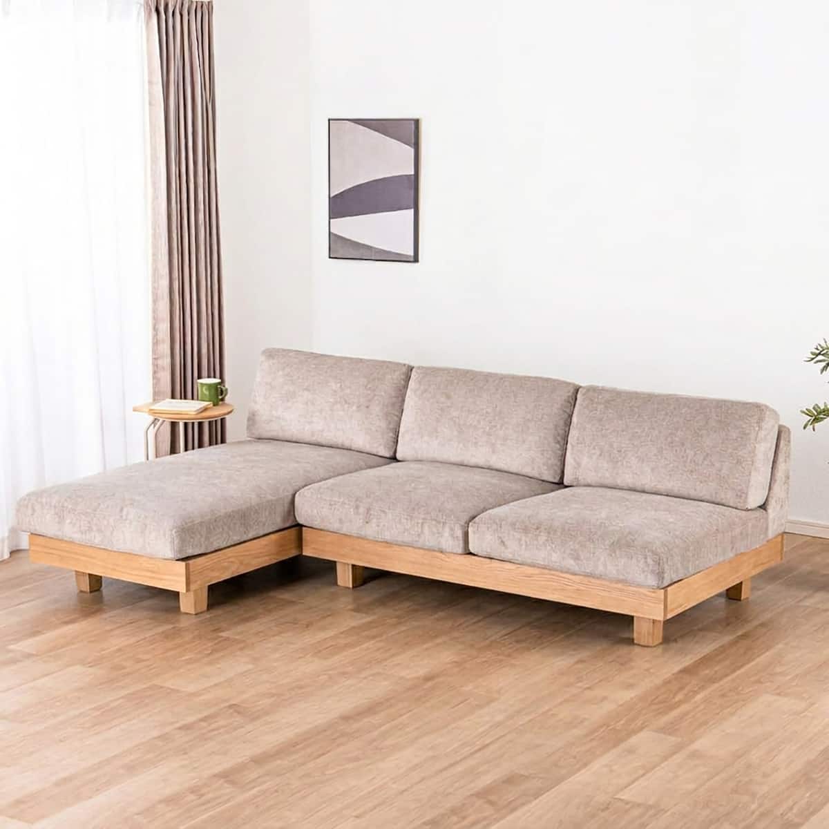 シェーズロングソファ(ログ 幅210cm OAK-BE)【島忠ホームズ商品