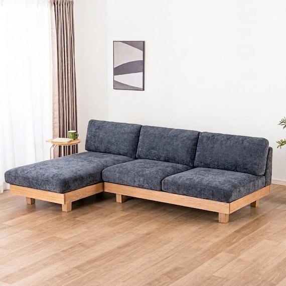 シェーズロングソファ(ログ 幅210cm OAK-NVY)【島忠ホームズ商品】 1枚目画像