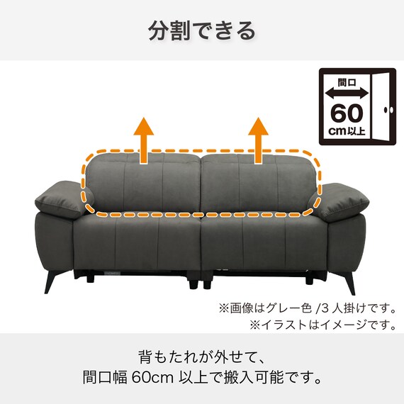 3人掛け 電動リクライニングソファ 布張りタイプ(ボンド IV)【島忠ホームズ商品】 8枚目画像