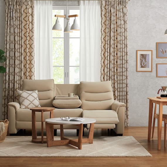 【2モーター】傷・汚れに強い 3人掛け電動リクライニングソファ テーブル付き 合皮タイプ (Nビリーバ3 Nシールド BE) 13枚目画像