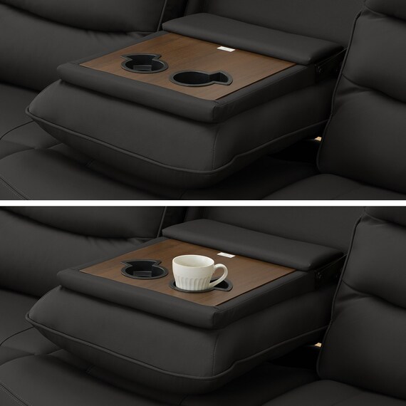 【2モーター】3人掛け電動リクライニングソファ テーブル付き 本革(一部合成皮革)タイプ (Nビリーバ3 本革/一部合成皮革 BK) 20枚目画像